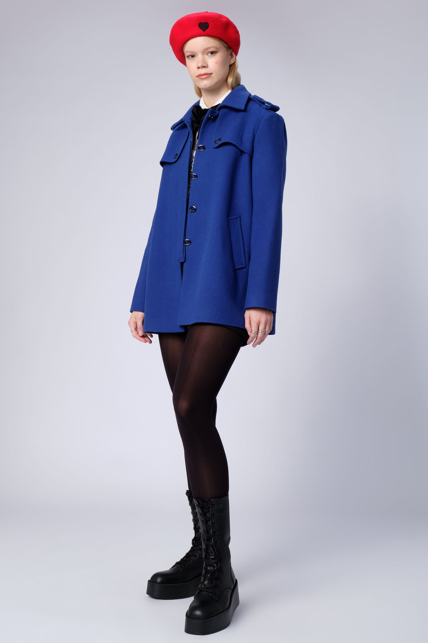 Cobalt blue trench coat