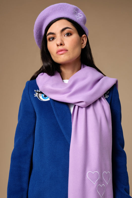 stillsveta lilac beret with trio of hearts