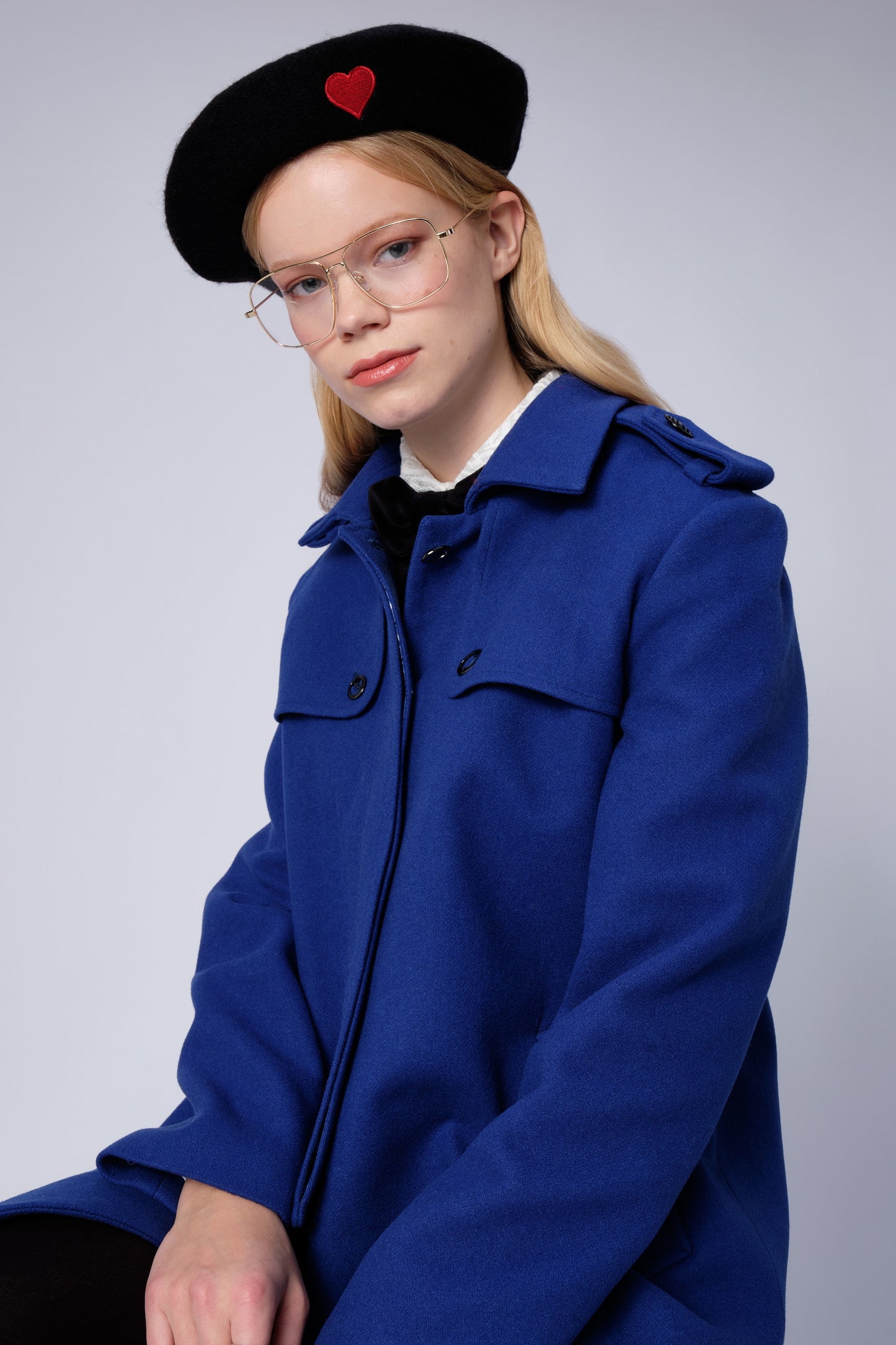 Cobalt blue trench coat
