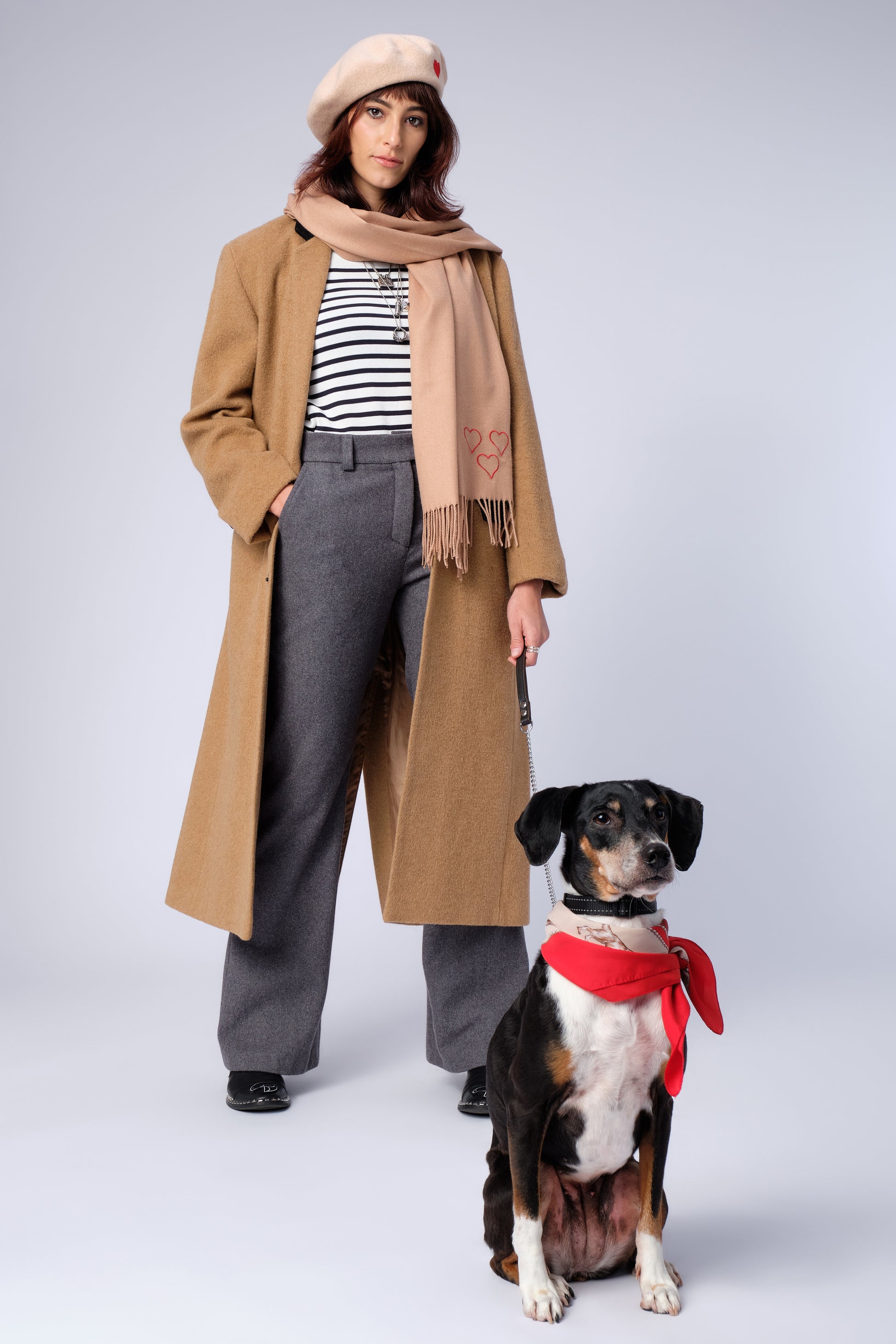 stillsveta oversized wool coat with black collar and pocket flaps details