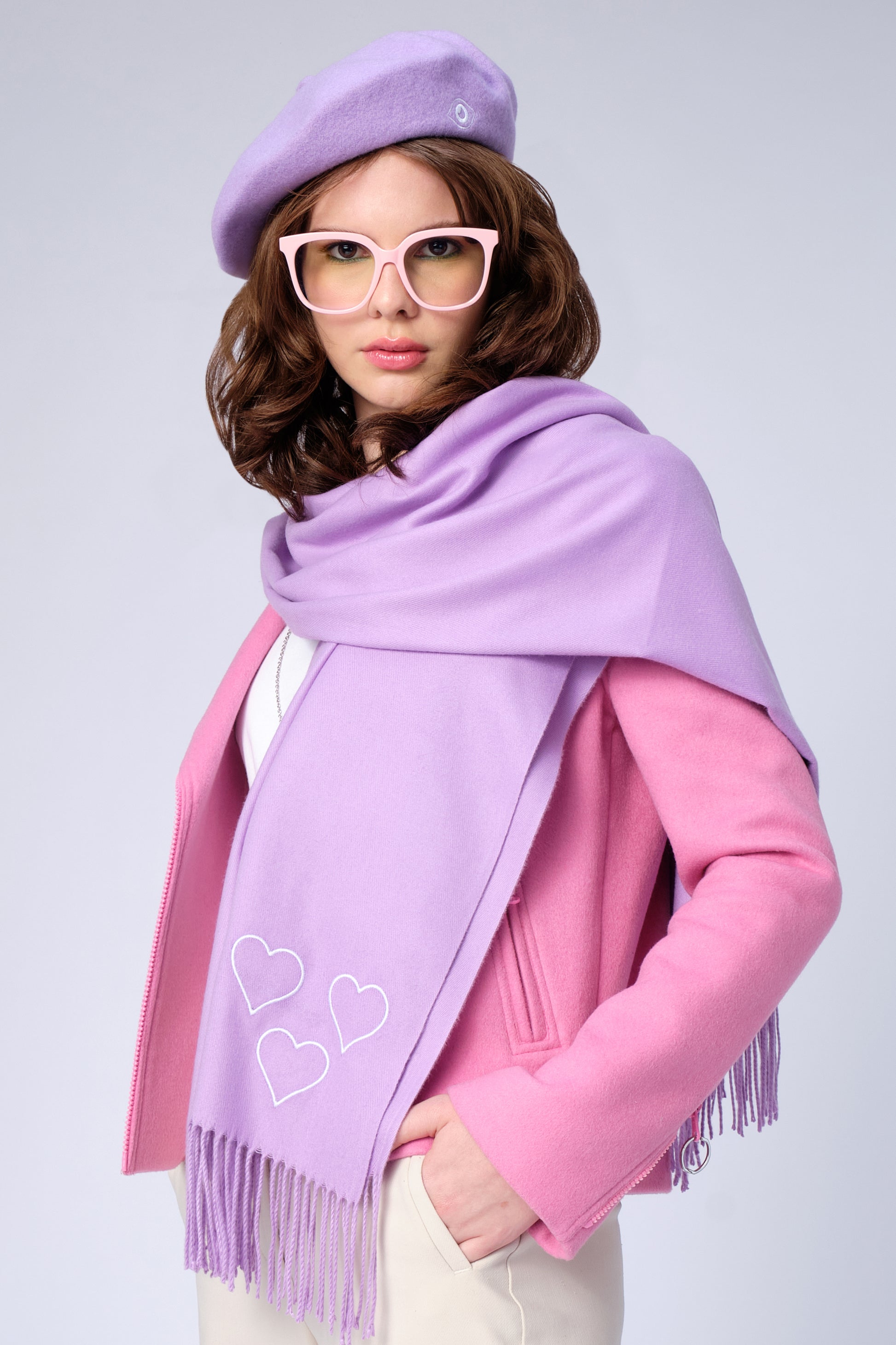 stillsveta lilac beret with eye embroidery