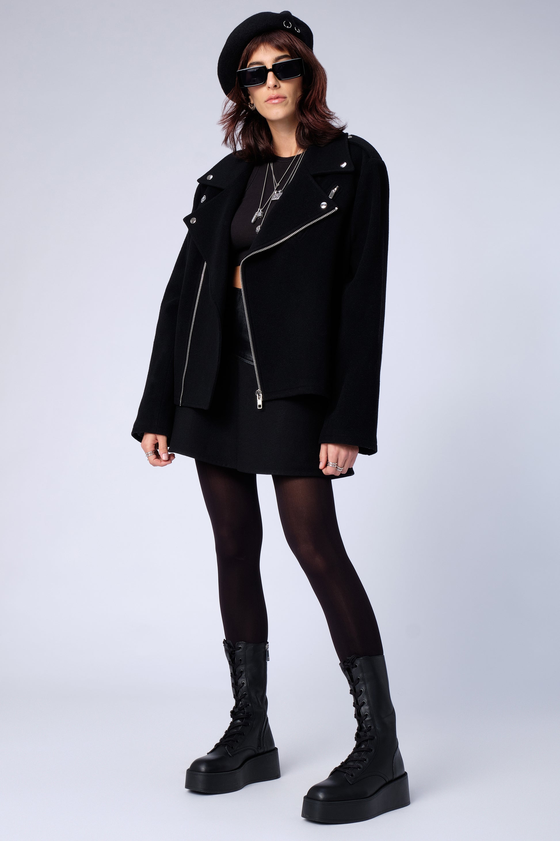 stillsveta unisex black biker jacket