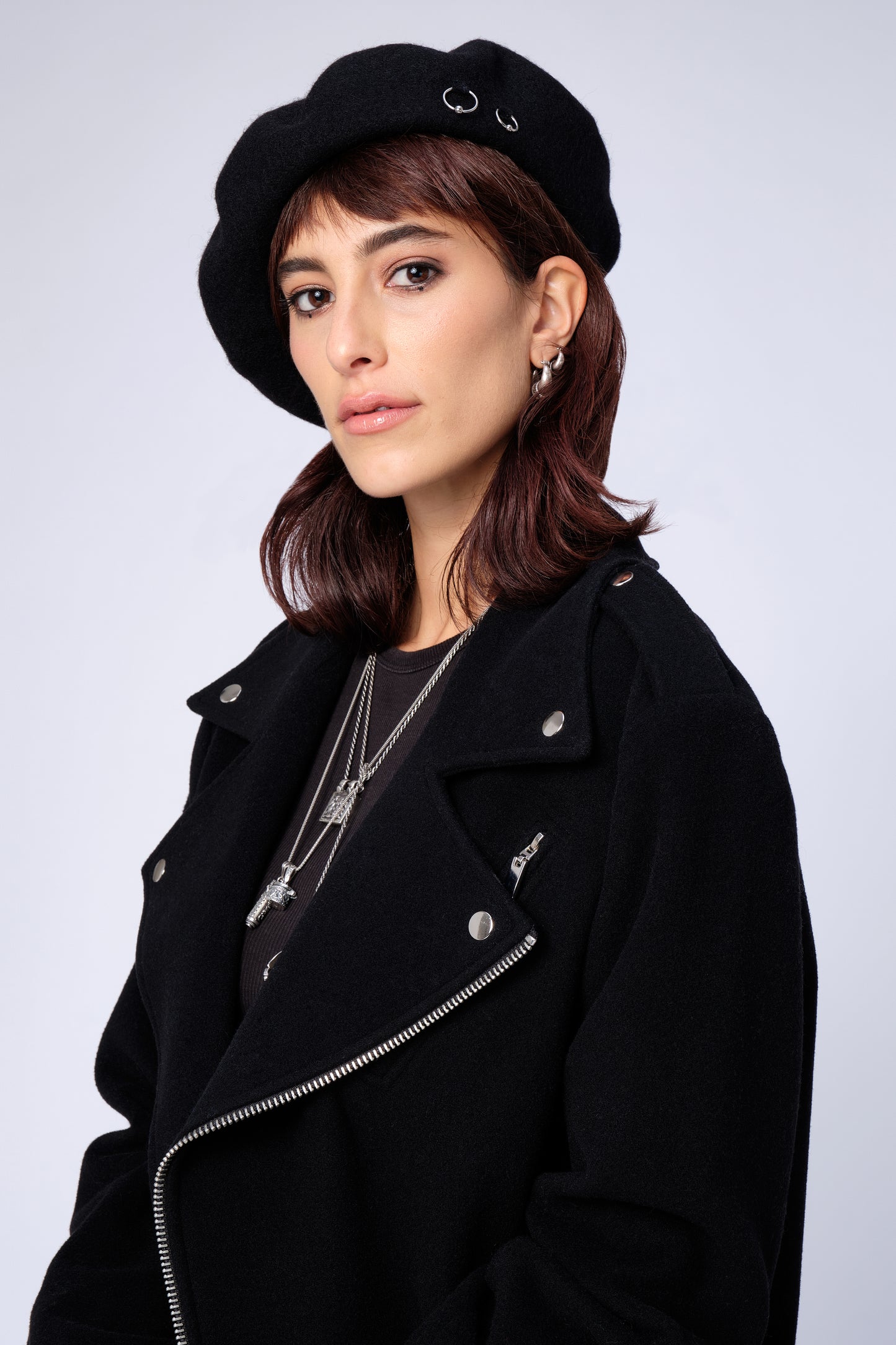 stillsveta unisex black biker jacket