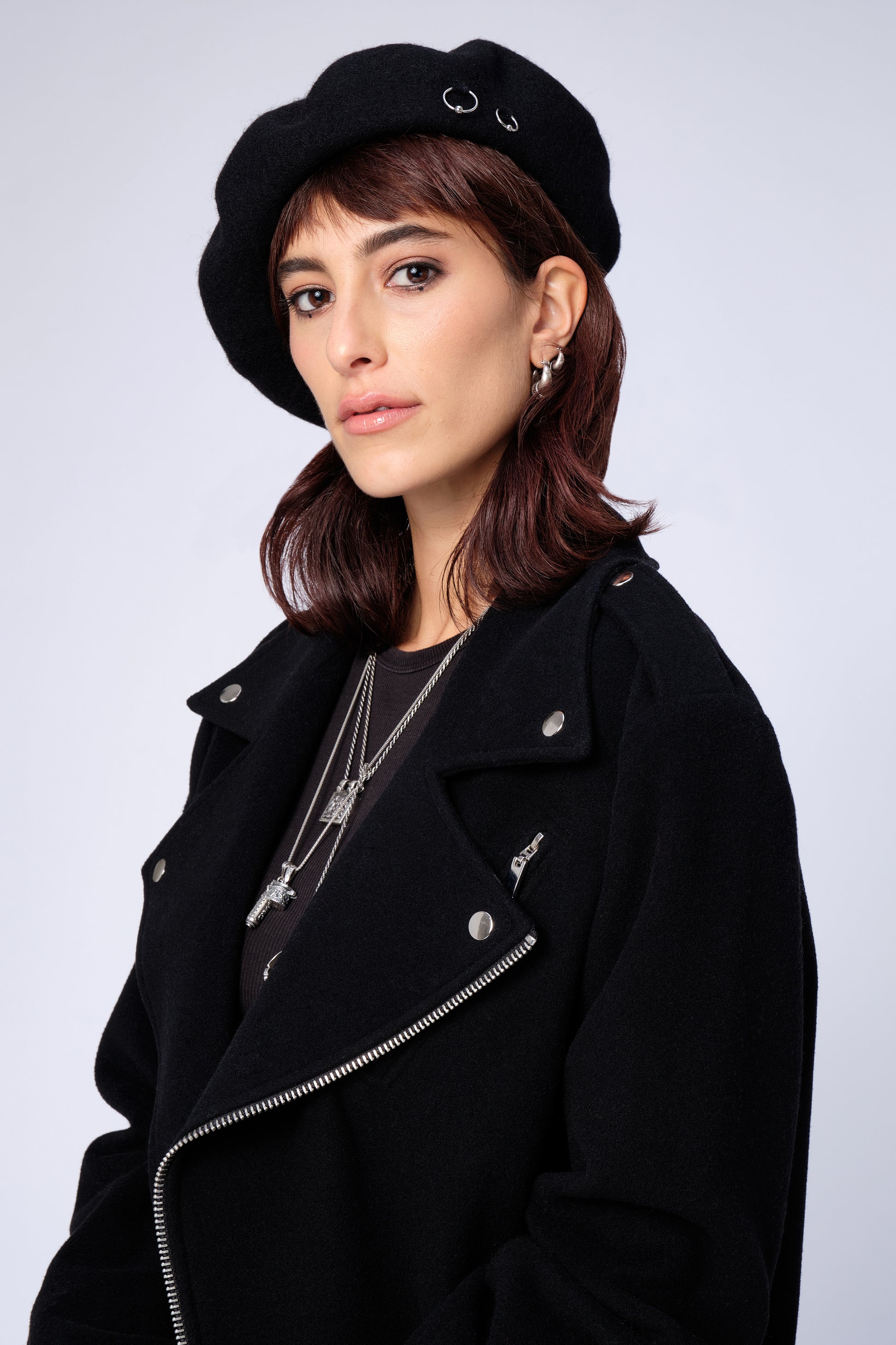 stillsveta unisex black biker jacket