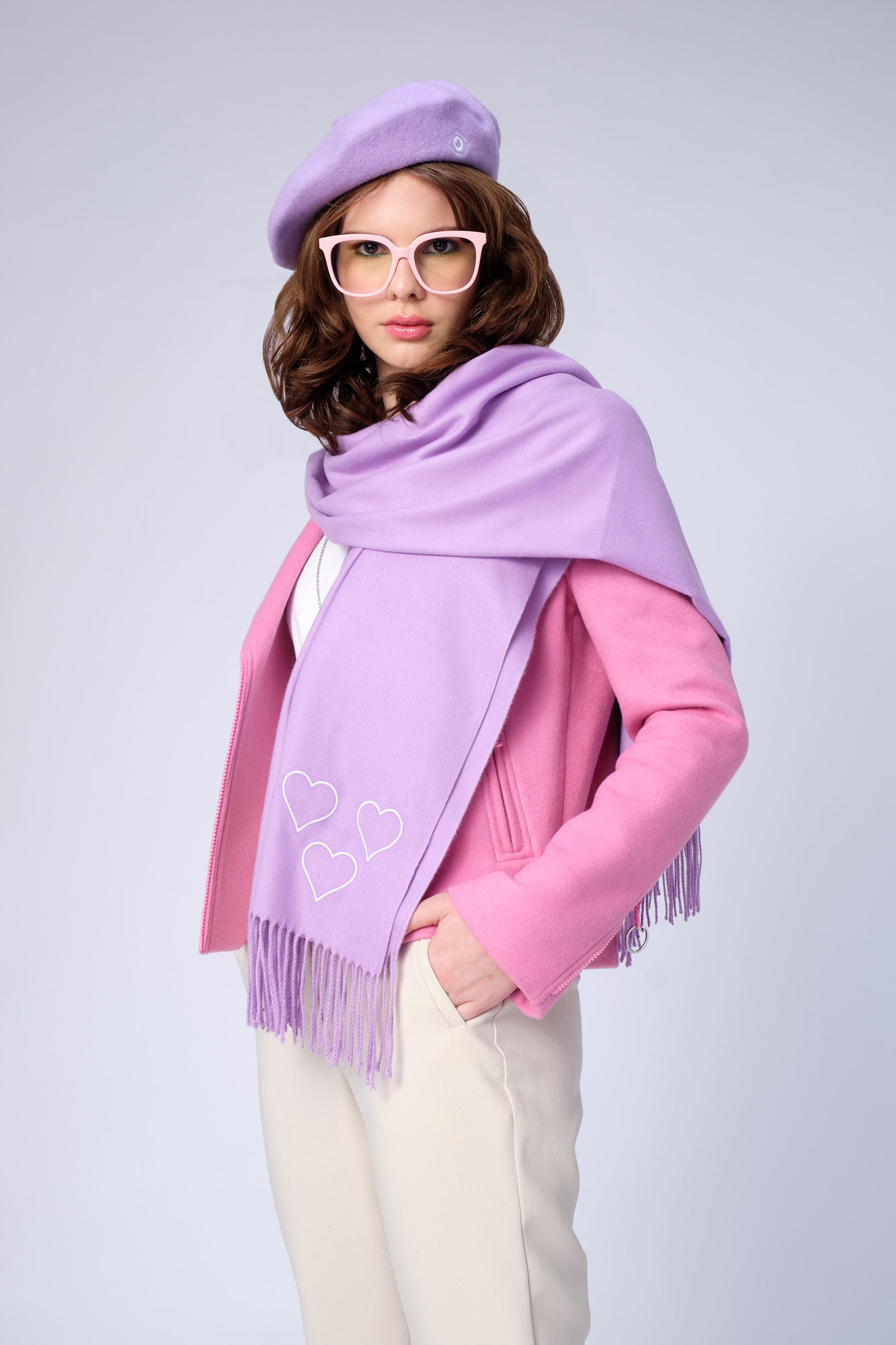 stillsveta pink wool biker jacket
