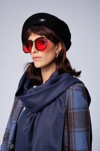 stillsveta black beret with eye embroidery