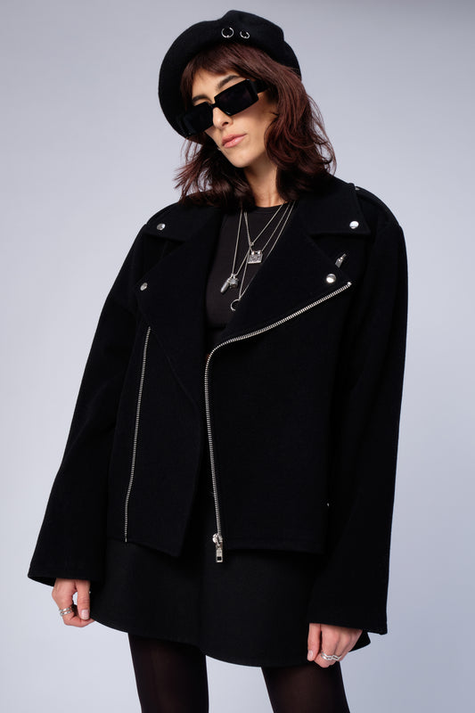 stillsveta unisex black biker jacket