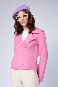 stillsveta pink wool biker jacket